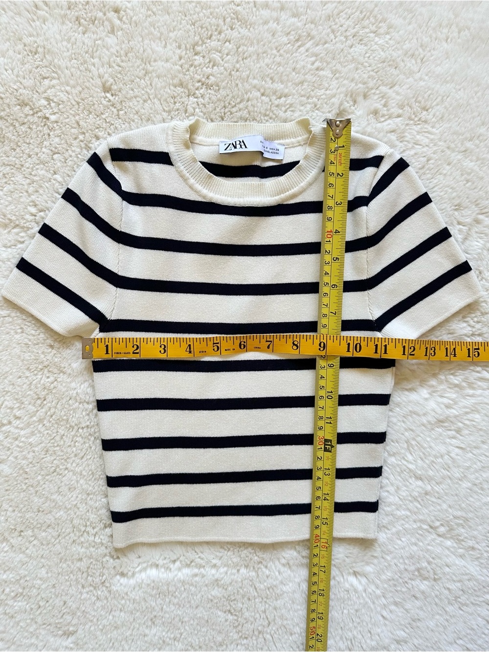 Zara Women’s 2PACK Short Sleeve Knit Top White & Cream Stripe - Small - Picture 6 of 10